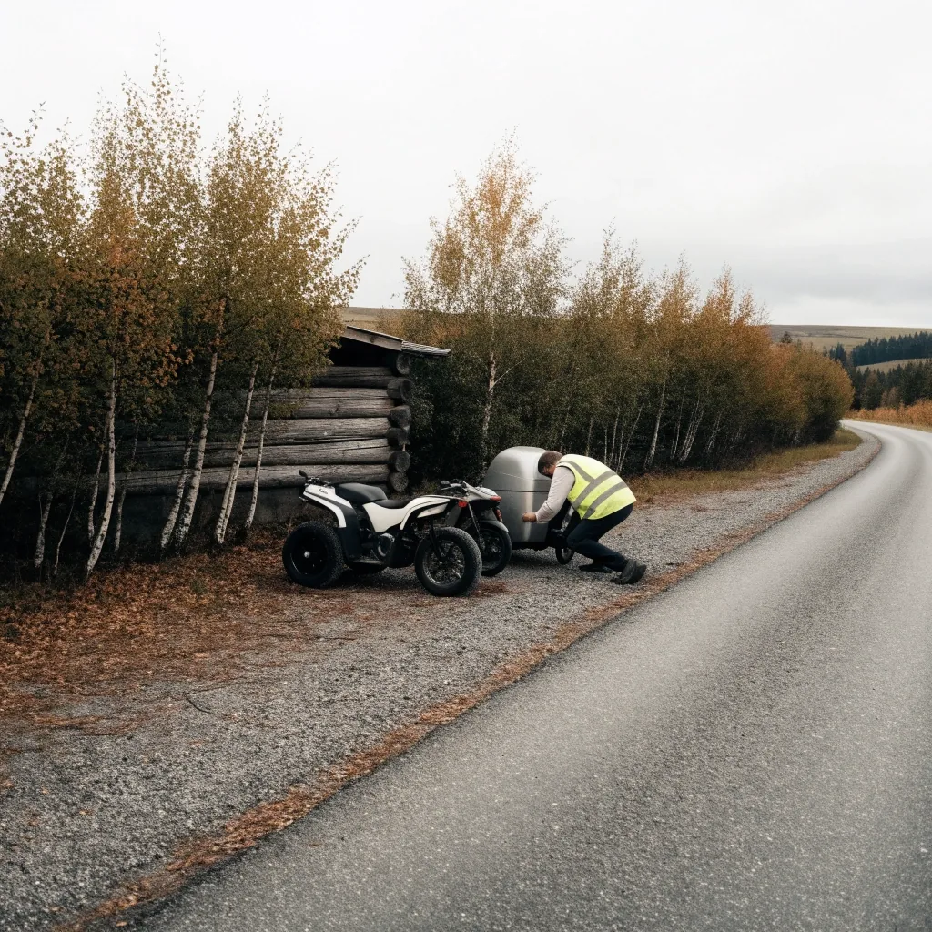 Kevyt nelipyörä eli mopoauto pysäköitynä pohjoissuomalaisella sivukadulla