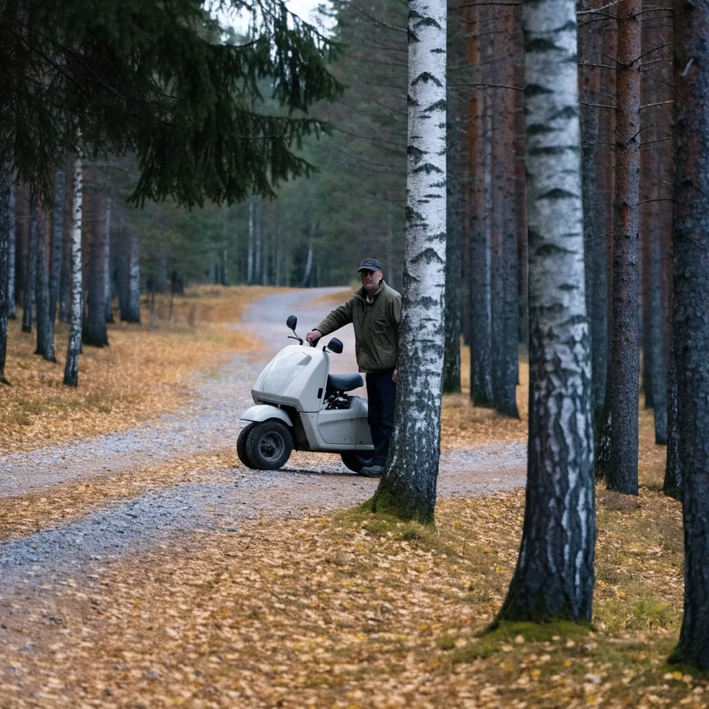 Mönkijä metsätiellä Pohjois-Suomessa