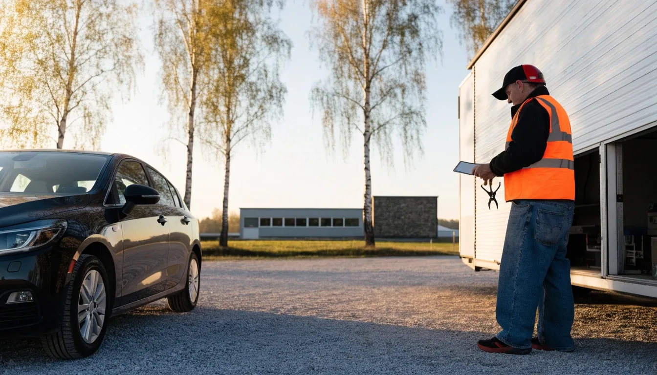 Ajonopettaja ja kuljettaja harjoittelemassa henkilöautolla Oulussa