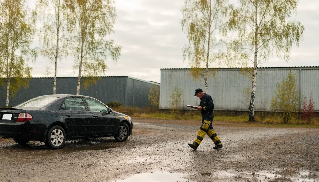 Tyhjä maantie Pohjois-Suomessa syksyisessä säässä