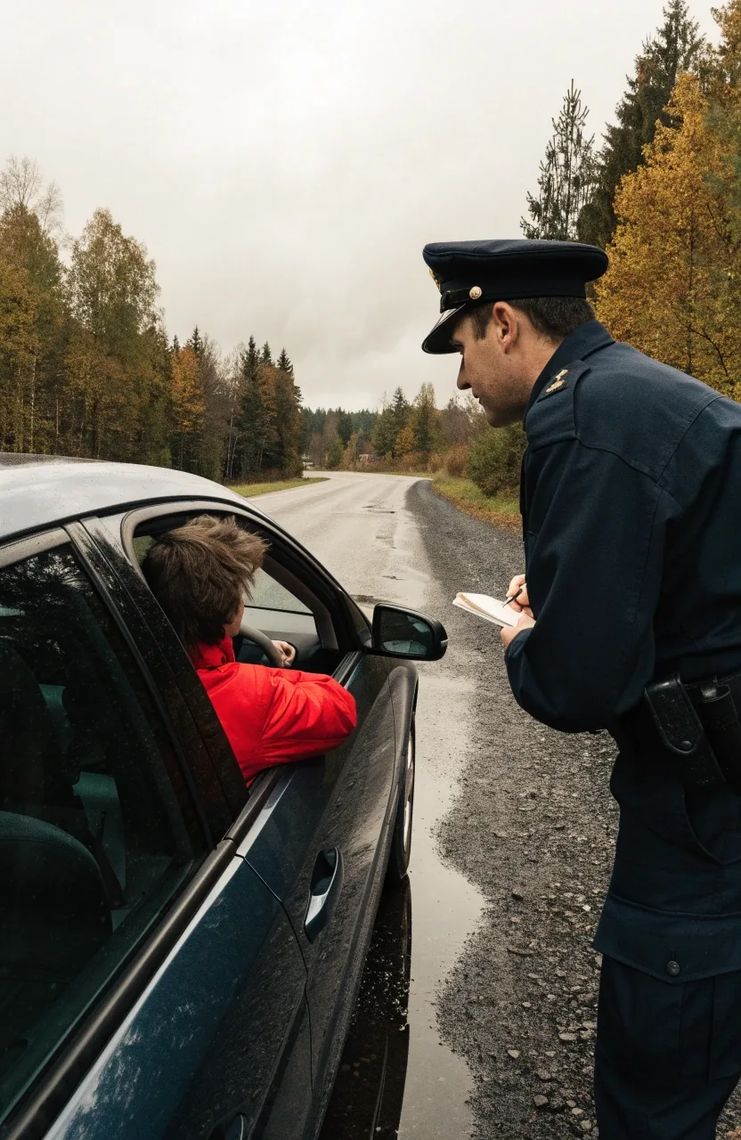 Kuljettaja auton ratissa hiljaisella esikaupunkitiellä
