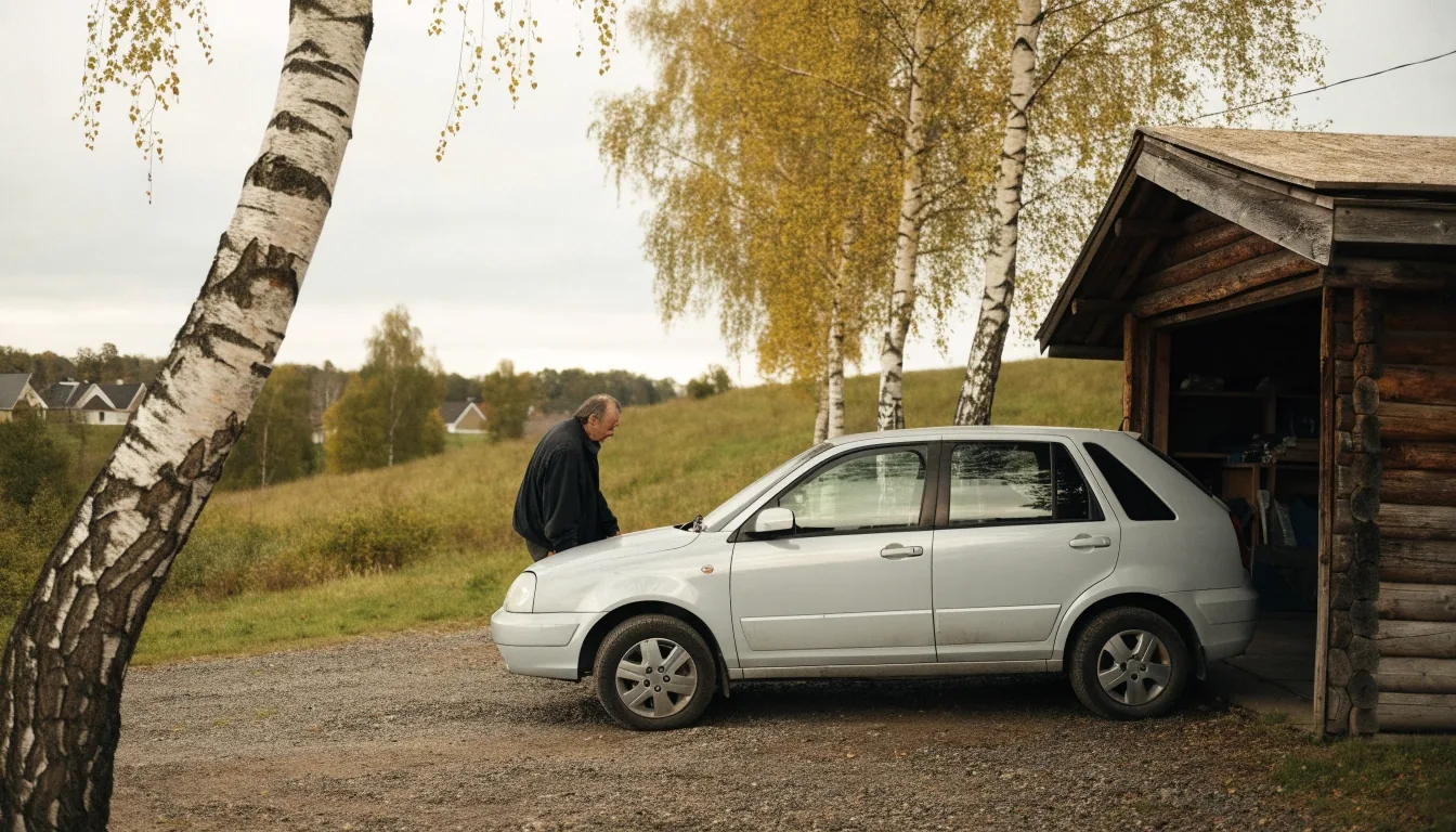 Auto rauhallisella asuinkadulla